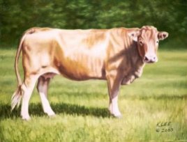 “Big Red”, oil on canvas of Limousine cow